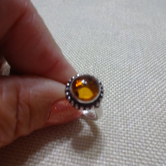 Stunning AMBER Handmade Sterling 925 Ring Size 5.5 #310C - Picture 2 of 3